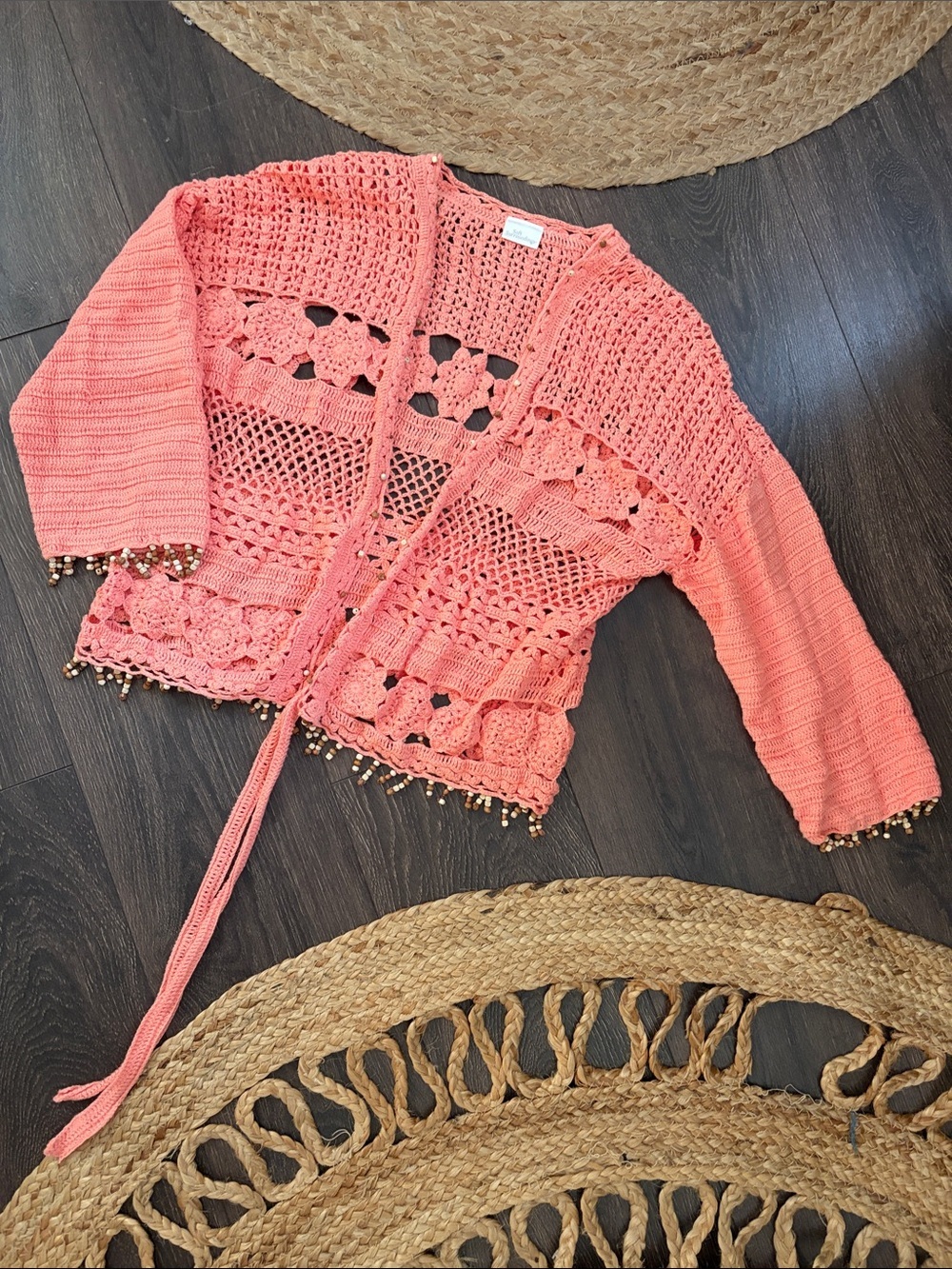 SOFT SURROUNDINGS WOMENS ORANGE CARDIGAN SWEATER S/M